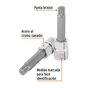 Dado punta larga bristol M14, cuadro 1/2