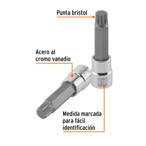 Dado punta larga bristol M16, cuadro 1/2
