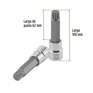 Dado punta larga bristol M16, cuadro 1/2