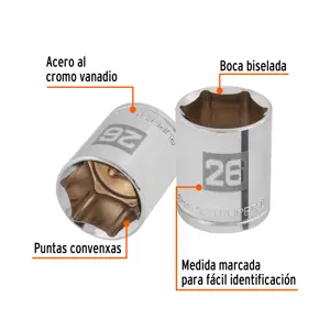 Dado de 26 mm, 6 puntas, cuadro 1/2