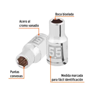 Dado de 5.5 mm, 6 puntas, cuadro 1/4
