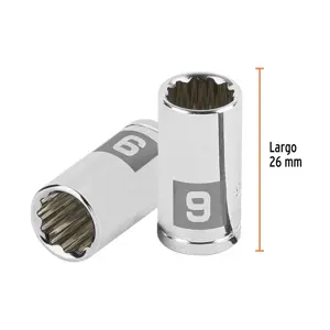 Dado de 9 mm, 12 puntas, cuadro 1/4