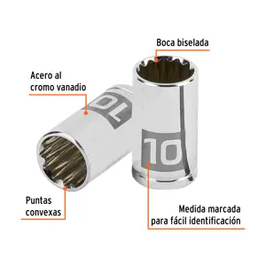 Dado de 10 mm, 12 puntas, cuadro 1/4