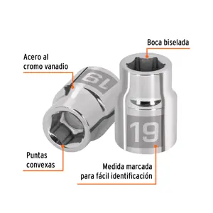 Dado de 19 mm, 6 puntas, cuadro 3/4