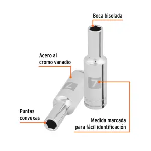 Dado largo de 7 mm, 6 puntas, cuadro 3/8
