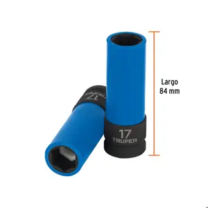 Truper Dado largo impacto prot. plást. 17 mm, 6 puntas, cuadro 1/2