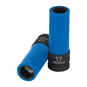 100930 / D-7317-MLPD Truper Dado largo impacto prot. plást. 17 mm, 6 puntas, cuadro 1/2