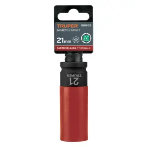 Truper Dado largo impacto prot. plást. 21 mm, 6 puntas, cuadro 1/2