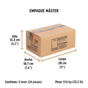 Dado largo impacto de 25 mm, 6 puntas, cuadro 1/2