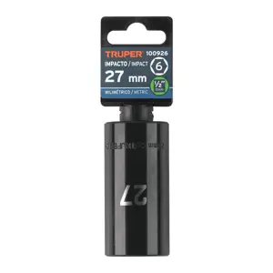 Dado largo impacto de 27 mm, 6 puntas, cuadro 1/2