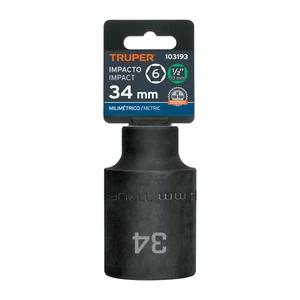 Dado largo impacto de 34 mm, 6 puntas, cuadro 1/2
