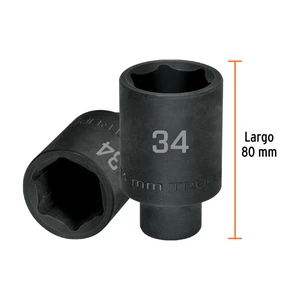 Dado largo impacto de 34 mm, 6 puntas, cuadro 1/2