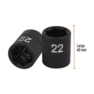 Dado de impacto de 22 mm, 6 puntas, cuadro 1/2