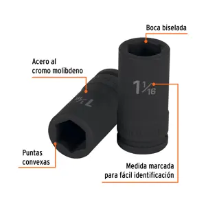Truper Dado largo de impacto de 1-1/16