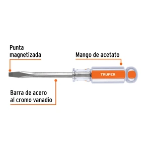 Truper Desarmador plano 1/4 x 4