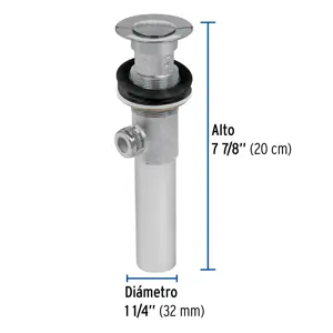 Foset Contra p/lavabo c/rebosadero y sist automático, cromo, 1-1/4