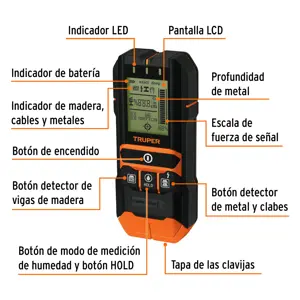 Truper Detector de materiales detrás de muros, profundidad máx 12cm