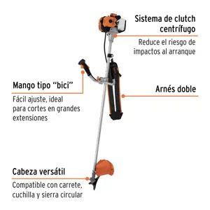 Truper Desmalezadora a gasolina 52 cc mango tipo 