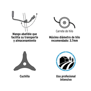 Truper Desmalezadora a gasolina 63 cc mango tipo 