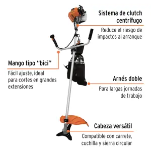 12671 / DES-63 Truper Desmalezadora a gasolina 63 cc mango tipo 