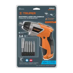 Destornillador inal. 3.6V, 2 posiciones, TRUPER PRO