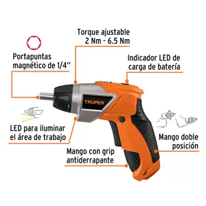 Destornillador inal. 3.6V, 2 posiciones, TRUPER PRO