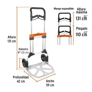 Diablo de carga, plegable, 200 kg, aluminio, Truper Expert