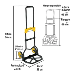 Diablo de carga, plegable, acero, 60 kg, Pretul