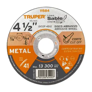 11584 / DICOF-4512 Truper Disco Tipo 41 de 4-1/2