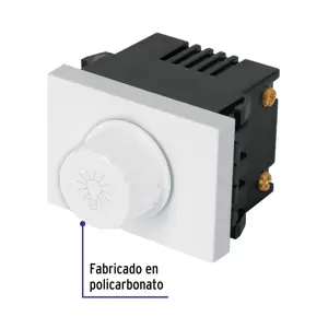 Volteck Dimmer giratorio, 1.5 módulos, línea Española, color blanco