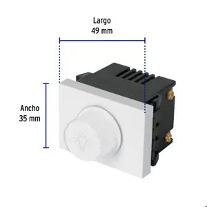Volteck Dimmer giratorio, 1.5 módulos, línea Española, color blanco
