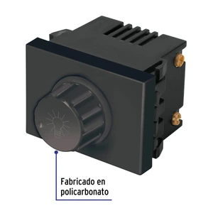 Volteck Dimmer giratorio, 1.5 módulos, línea Española, color negro