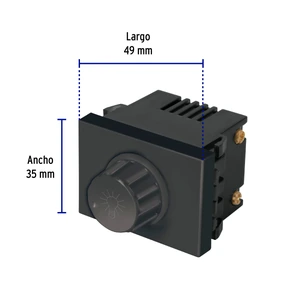 Volteck Dimmer giratorio, 1.5 módulos, línea Española, color negro