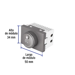 Volteck Dimmer giratorio acero inox de 1.5 módulos, línea Lisboa