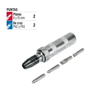 Desarmador de impacto con 4 puntas de acero S2 3/8