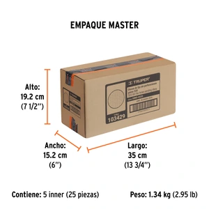 Truper Caja 5 discos de lija p/madera 5