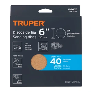Truper Caja 5 discos de lija p/madera 6