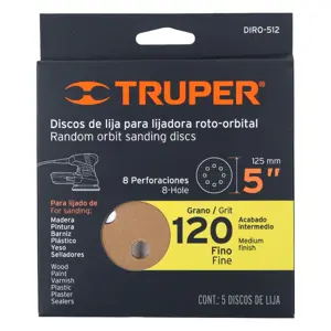 17950 / DIRO-512 Truper Caja con 5 discos de lija 5