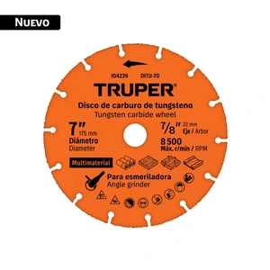 104239 / DITU-70 Disco 7' multimaterial de carburo de tungsteno, TRUPER