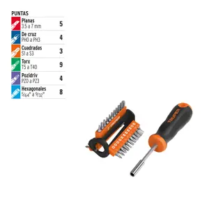 13595 / DMP-33 Desarmador multipunta con 33 puntas, Truper