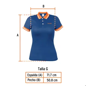 Playera polo performance para mujer, azul, G, Truper