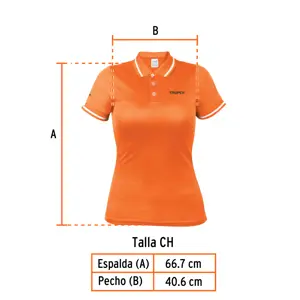 Playera polo performance para mujer, naranja, CH, Truper