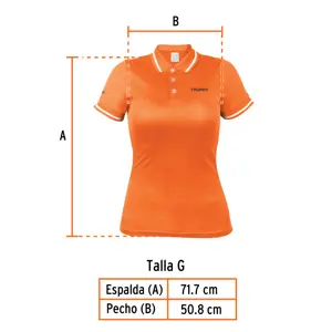 Playera polo performance para mujer, naranja, G, Truper