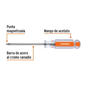 Desarmador punta Torx T 15 mango de acetato, Truper