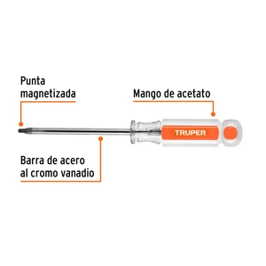 Desarmador punta Torx T 20 mango de acetato, Truper