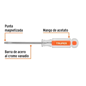 Desarmador punta Torx T 30 mango de acetato, Truper