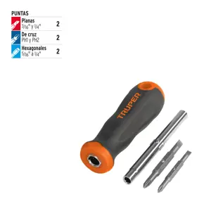 14200 / DT-4 Truper Desarmador 2 puntas dobles y barra con 2 cajas hexagonales