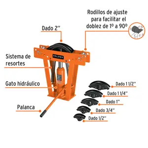 Doblador hidráulico para tubo, 12 ton, Truper