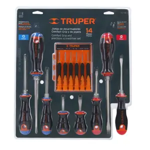 14197 / DTJ-14B Truper Juego de 8 desarmadores mango Comfort Grip y 6 de joyero
