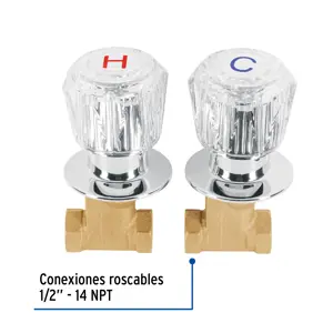 Juego llaves empotrar roscables, maneral acrílico, Foset